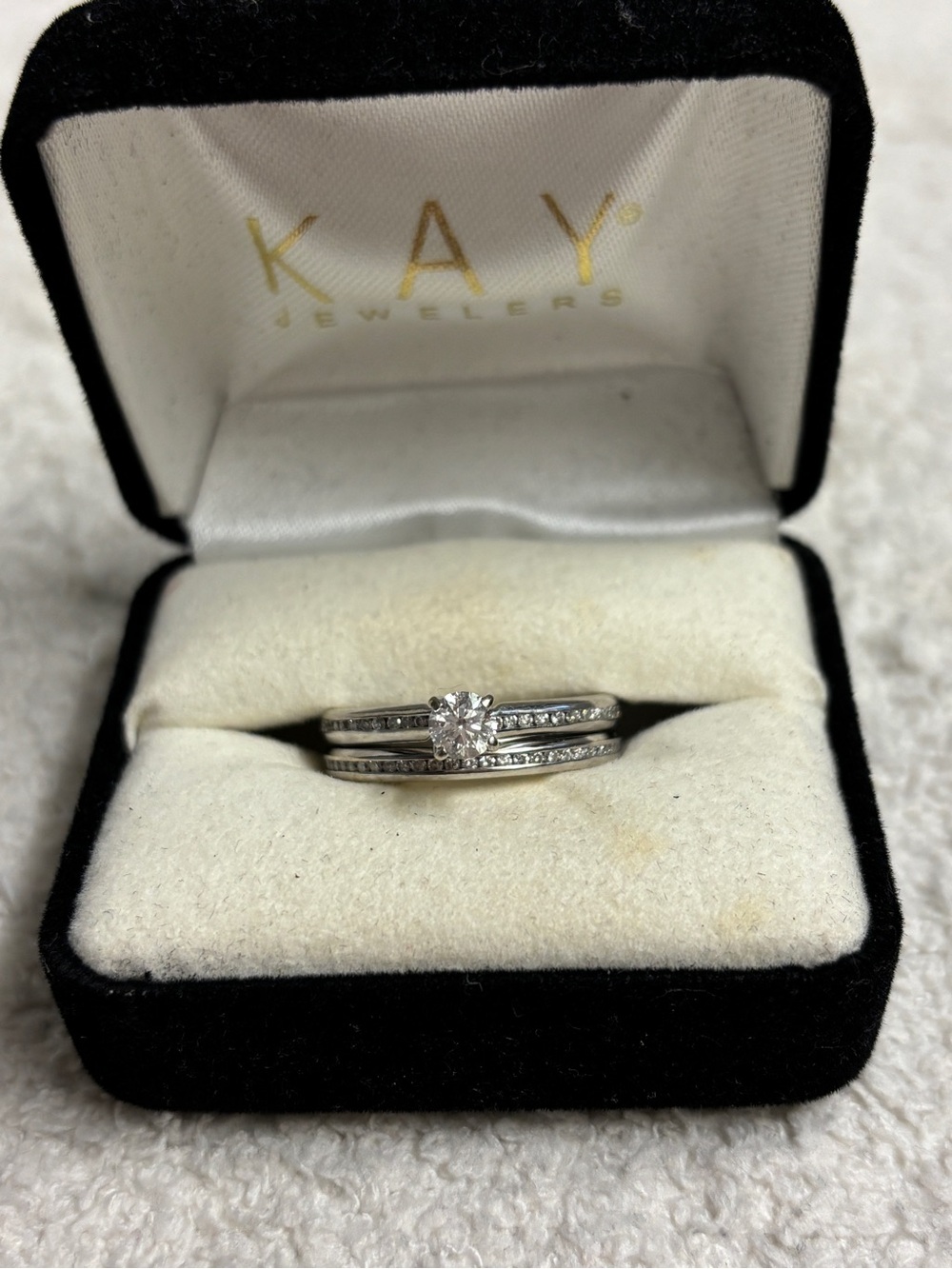 Kay Jewelers White 14K Gold Solitaire Bridal Ring Set